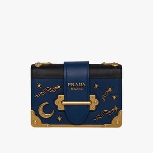 Prada City Calf Saffiano Cahier Astrology Bag Navy
